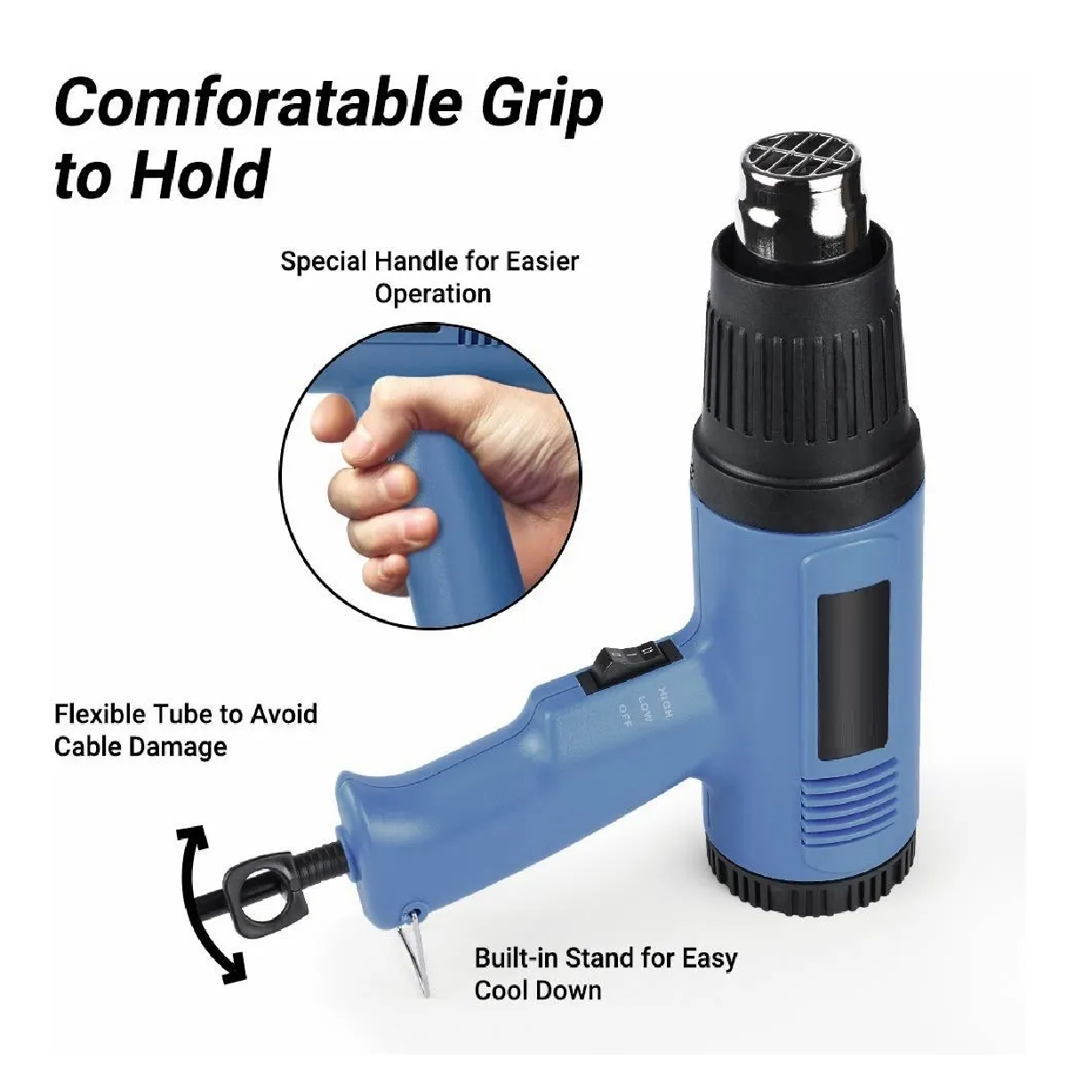 Pistola De Calor De Temperatura Regulable 4 Boquillas 2000w