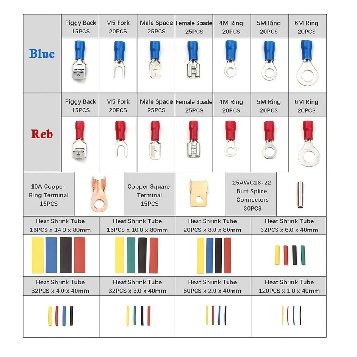 Set 678 Terminales Aisladas Conectores Para Cable Eléctrico