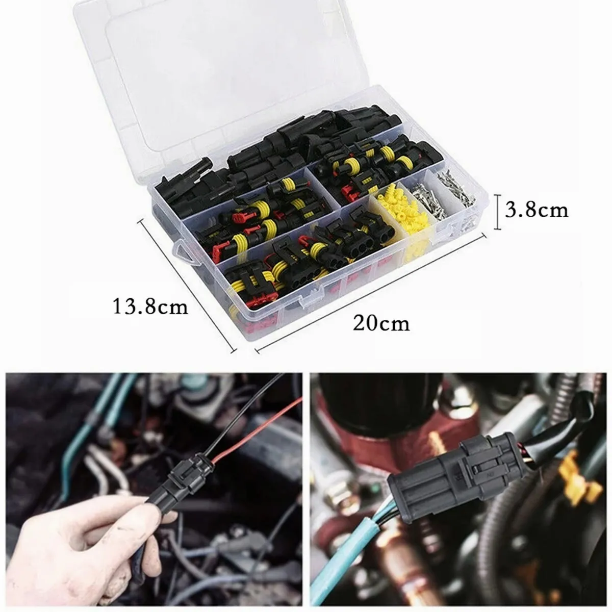 Set Conector Impermeable Automotriz Hid Cable A Enchufe Terminal 352 Pzas