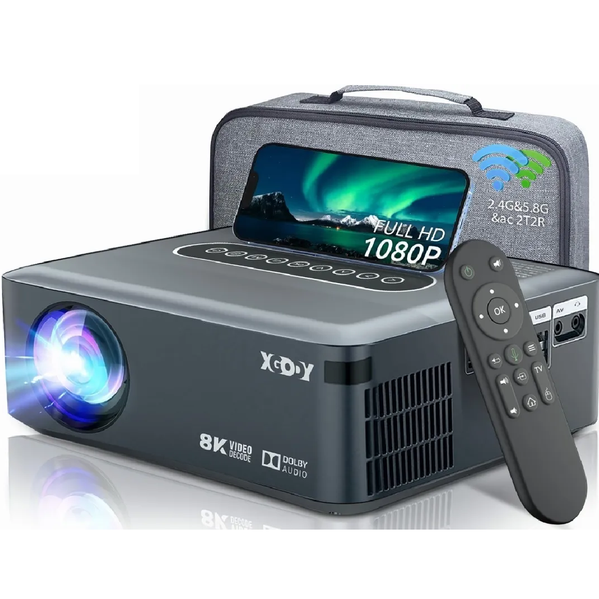 Proyector Led Android Wifi 8k Full Hd 1080p 8000lumens Gris