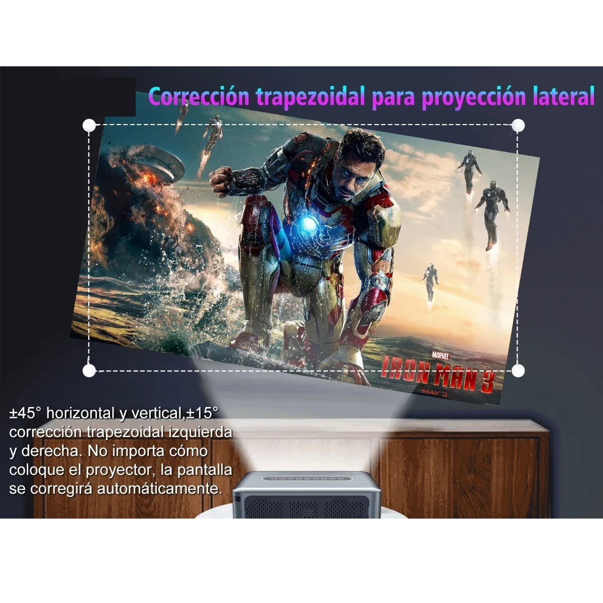 Proyector Led Android Wifi 8k Full Hd 1080p 8000lumens Gris