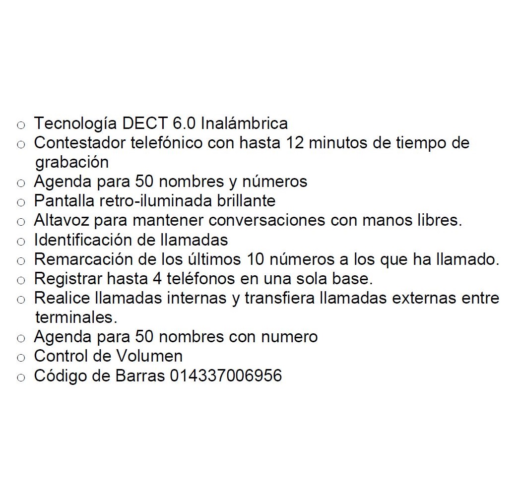 Teléfono Inalámbrico Tc-695 C/Contestadora Digital Modernphone
