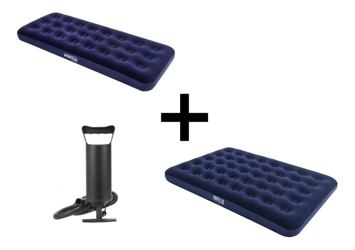 Colchón Inflable Matrimonial + Colchón Individual + Bomba