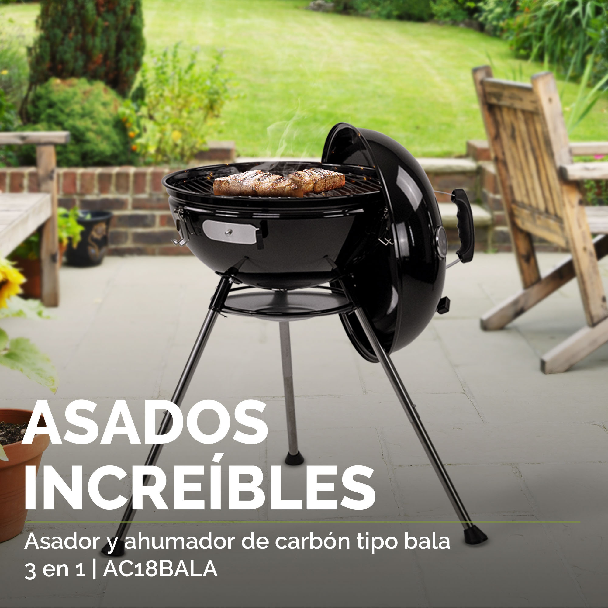 Asador De Carbón 18 Pulgadas Ahumador Avera AC18BALA