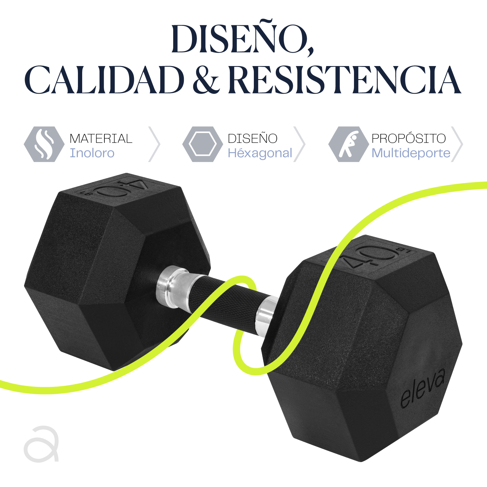 Set de Mancuernas Hexagonal 40Lb Cromada C/2 Pz