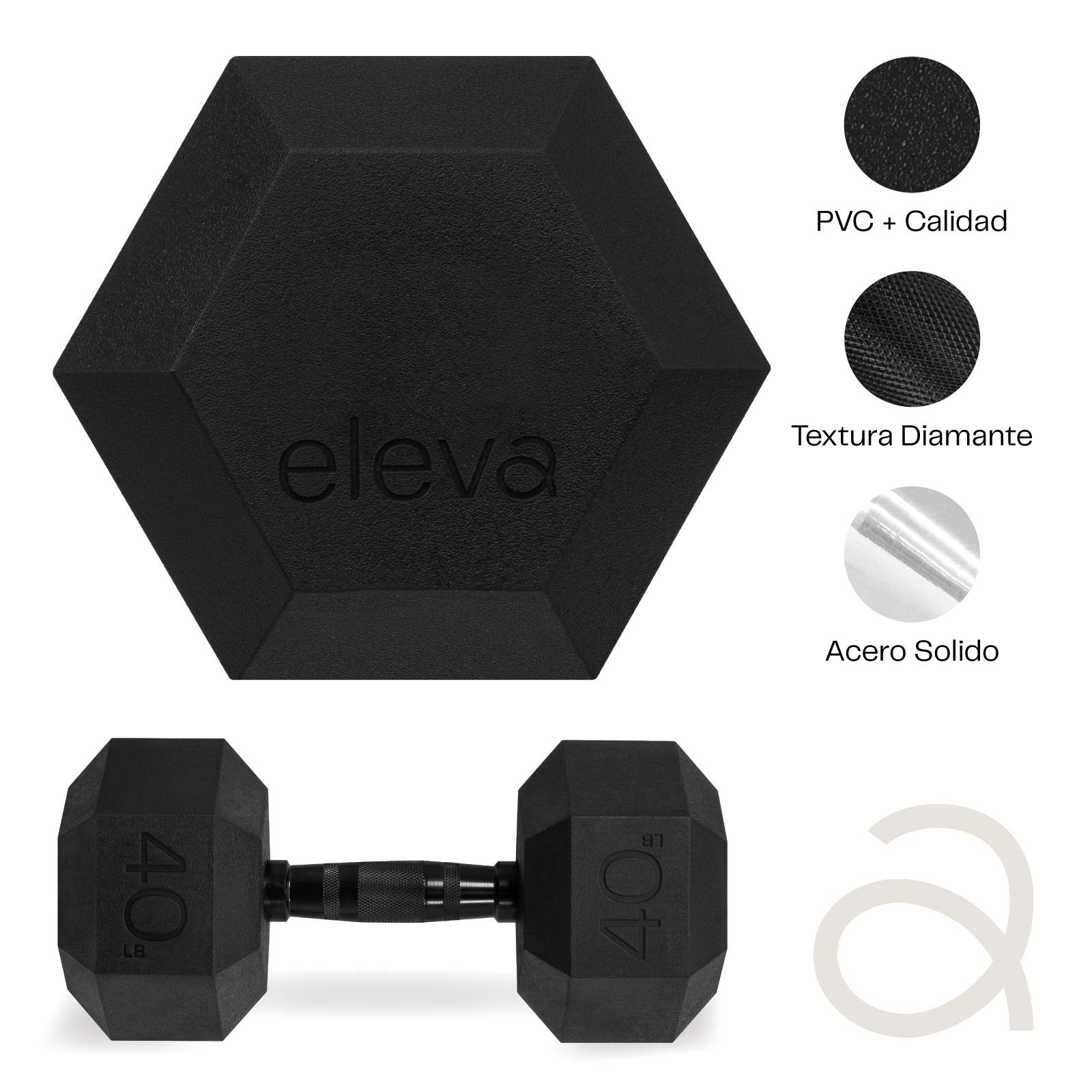 Set de Mancuernas Hexagonal 40Lb Cromada C/2 Pz