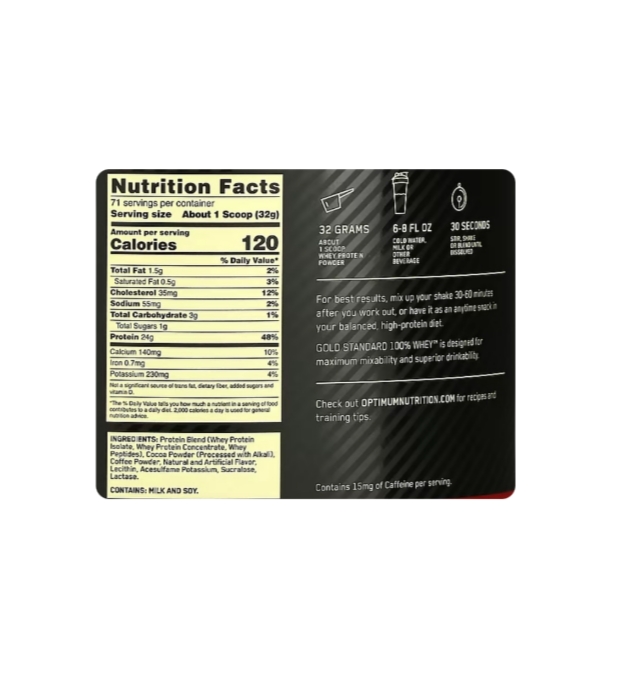 Gold Standard 100 % Whey Protein 5LB (70 serv) sabor moka capuchino