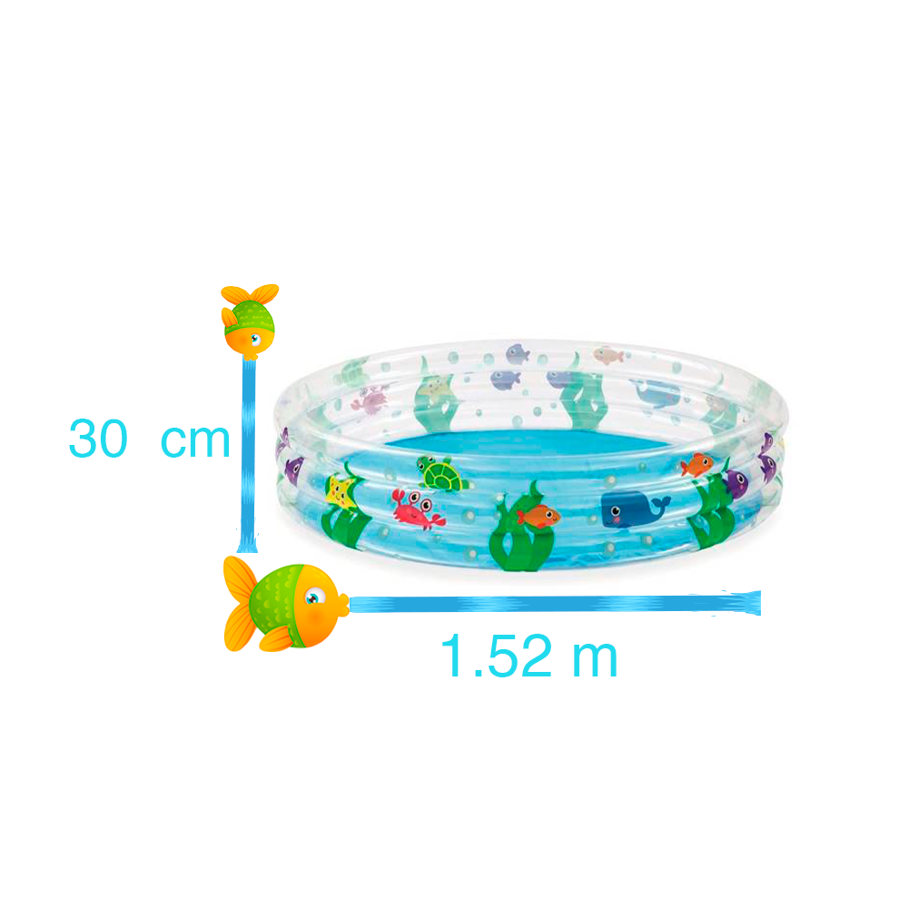 Alberca Inflable Infantil Animales Marinos para Niños Piscina Chica 1.52 m