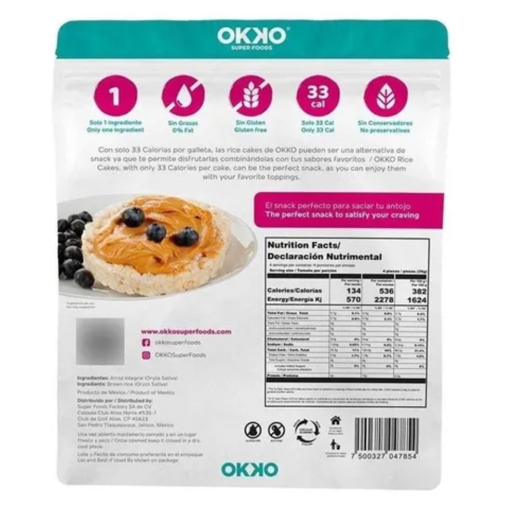 Rice Cake OKKO con Arroz Integral 5 piezas de 140 g