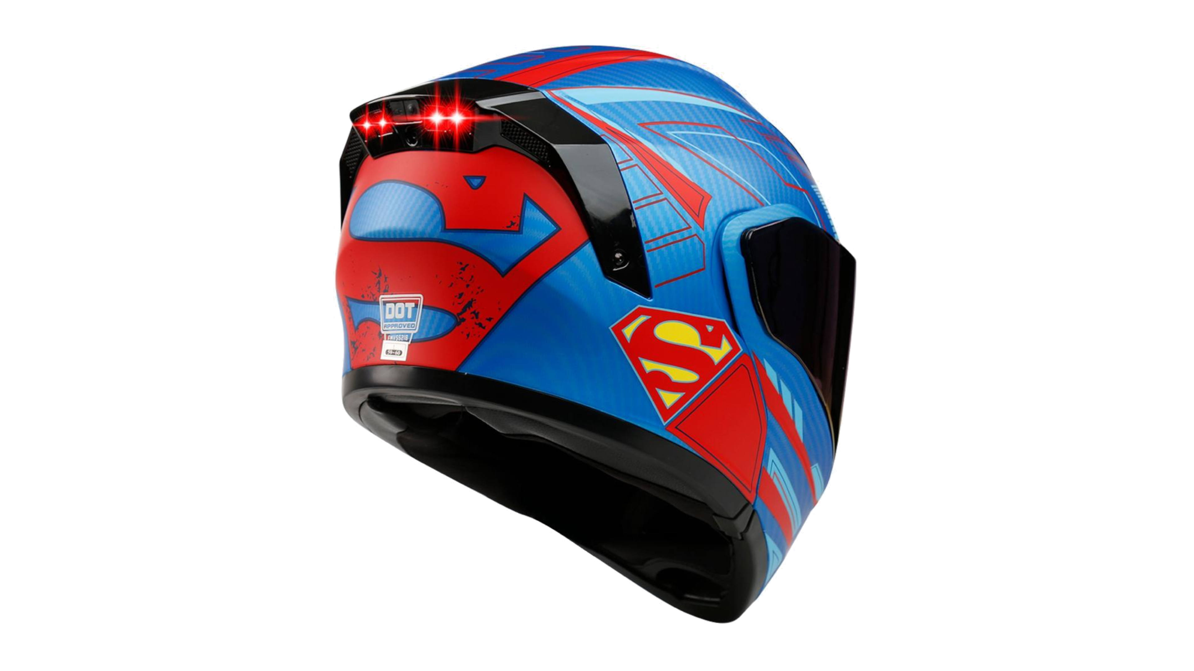 CASCO KOV SUPERMAN ESTELAR AZUL ABATIBLE PARA MOTO CERTIFICADO DOT