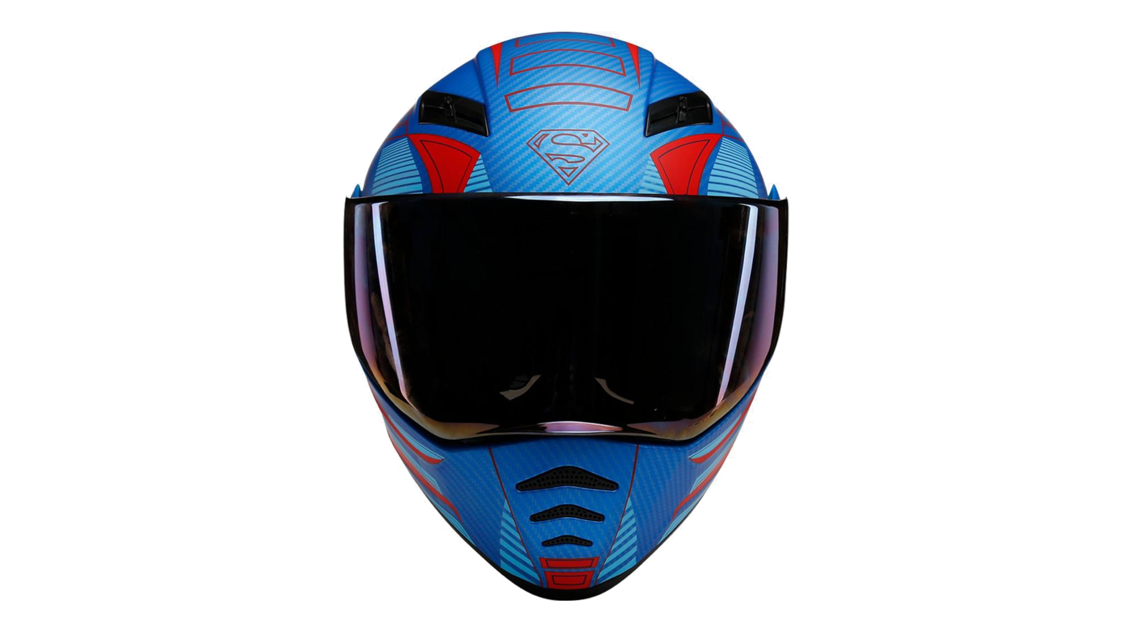 CASCO KOV SUPERMAN ESTELAR AZUL ABATIBLE PARA MOTO CERTIFICADO DOT