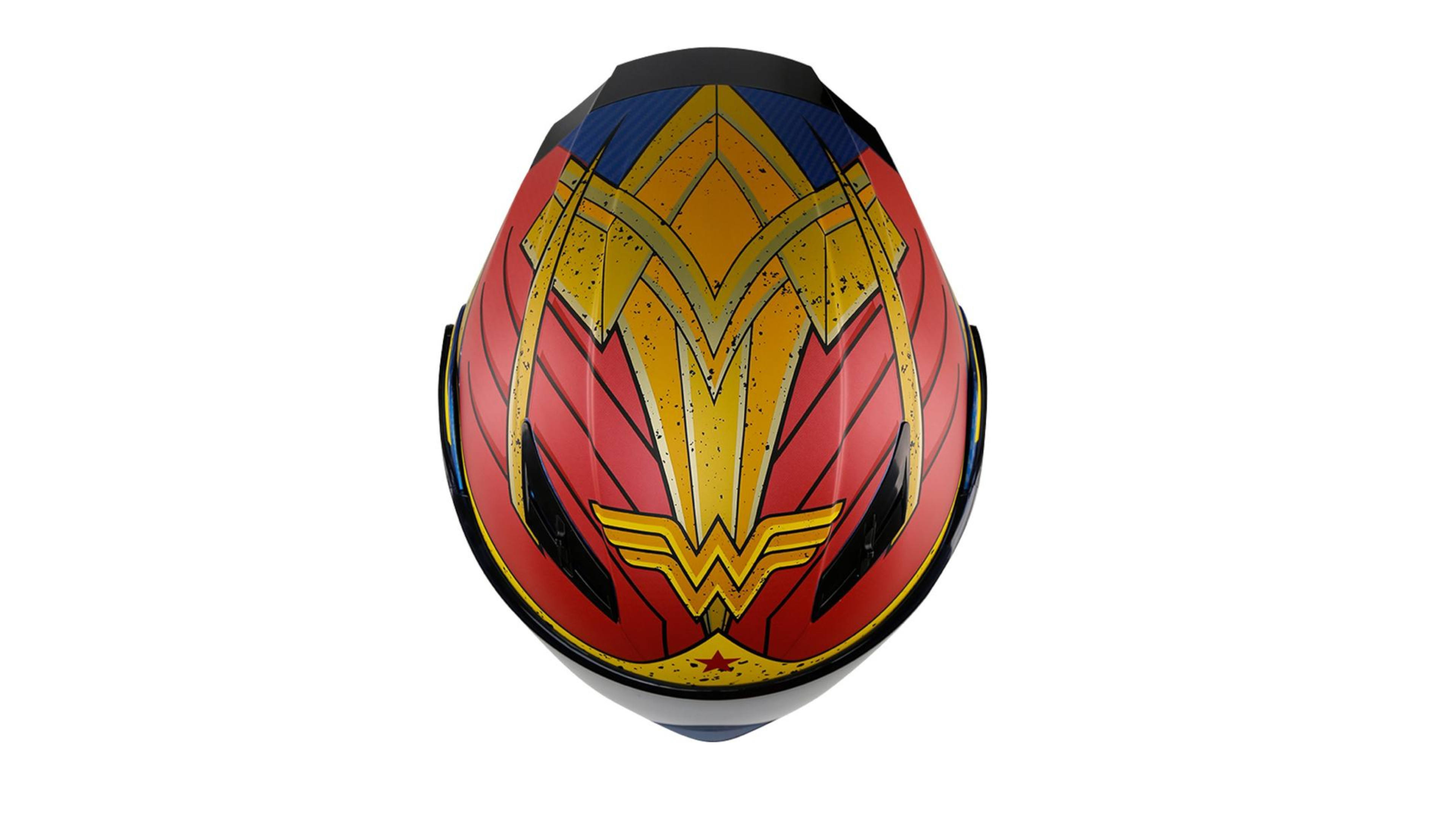 CASCO KOV MUJER MARAVILLA ESTELAR ABATIBLE PARA MOTO DC COMICS CERTIFICADO