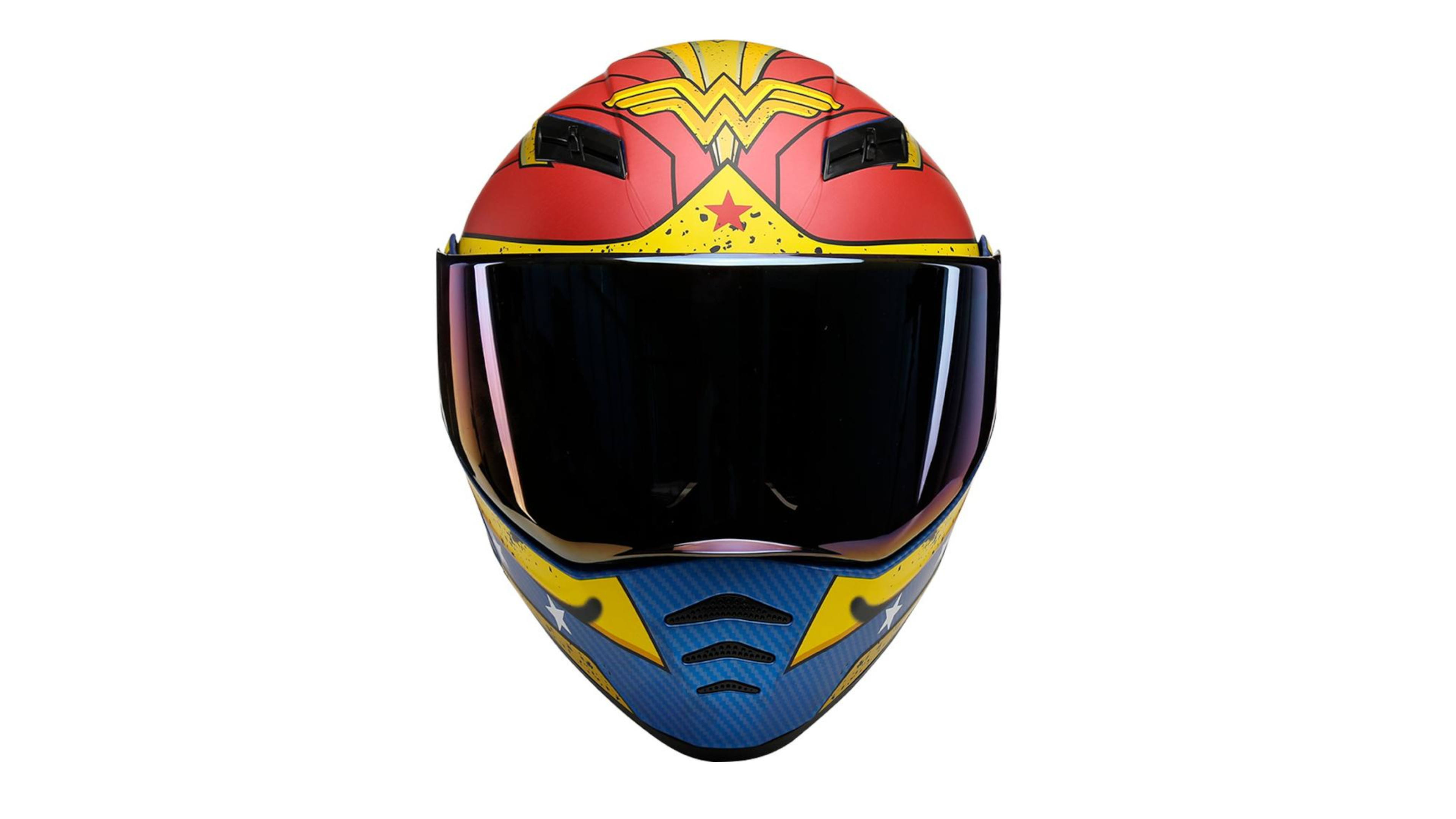CASCO KOV MUJER MARAVILLA ESTELAR ABATIBLE PARA MOTO DC COMICS CERTIFICADO