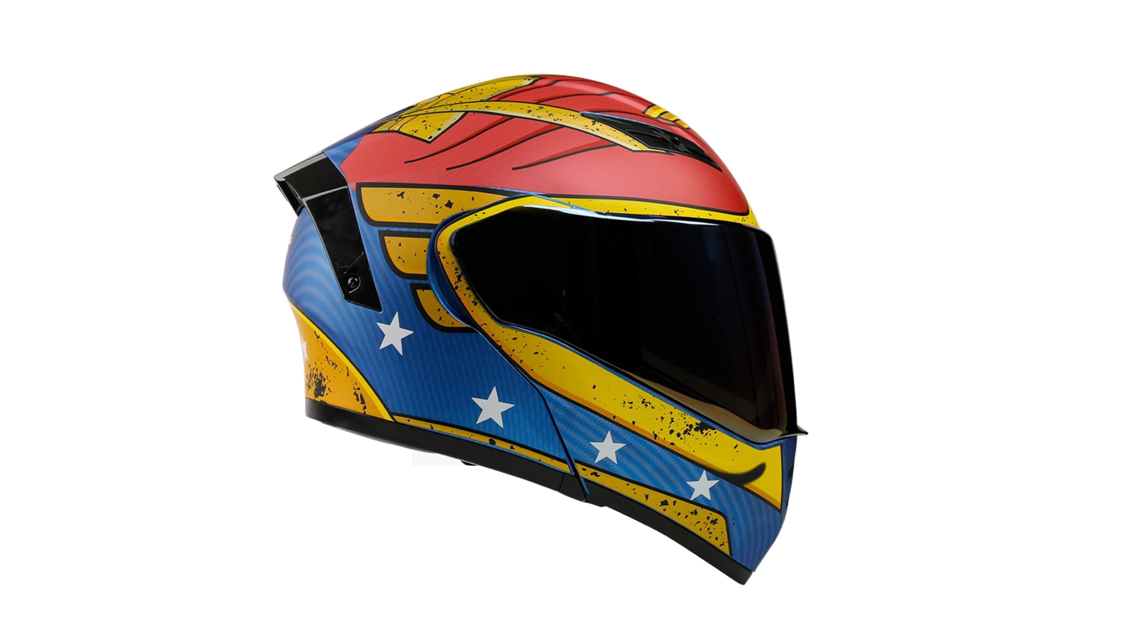 CASCO KOV MUJER MARAVILLA ESTELAR ABATIBLE PARA MOTO DC COMICS CERTIFICADO