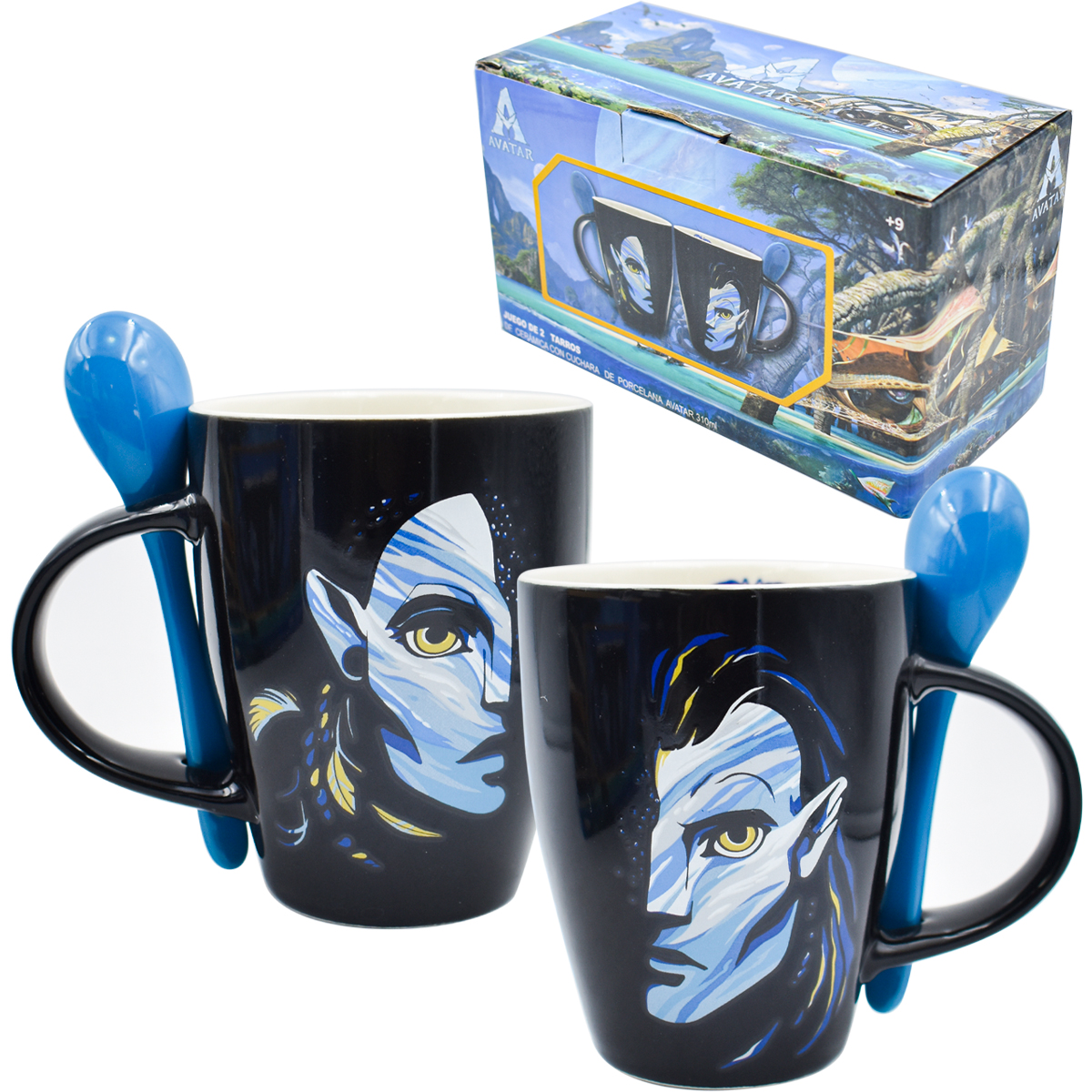 Fun Kids 1738-302 Set Tazas Cerámica Avatar Jake Sully & Neytiri con cuchara 410ml