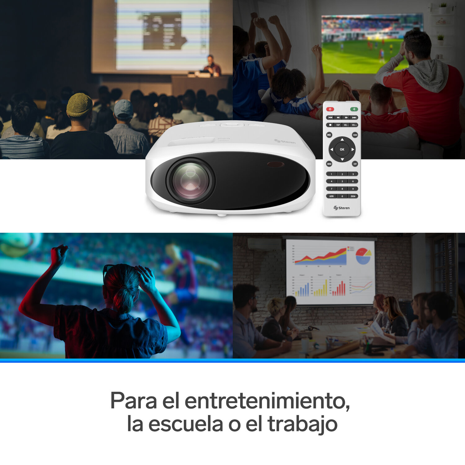 Proyector multimedia Full HD de 9 000 lúmenes, portátil