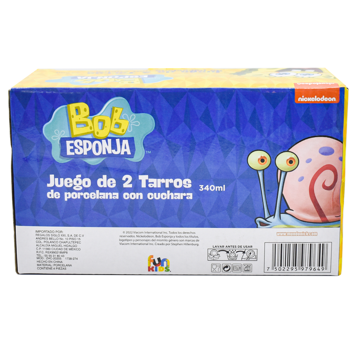 Fun Kids 1738-274 Set Tazas Cerámica Bob Esponja con cuchara 310ml