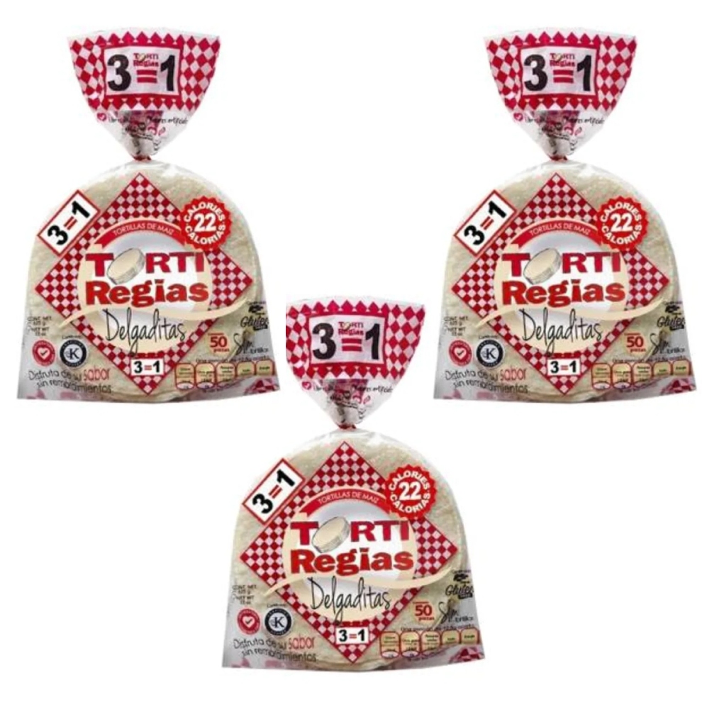 Tortillas Delgaditas Blancas Tortiregias 3 bolsas con 50 piezas