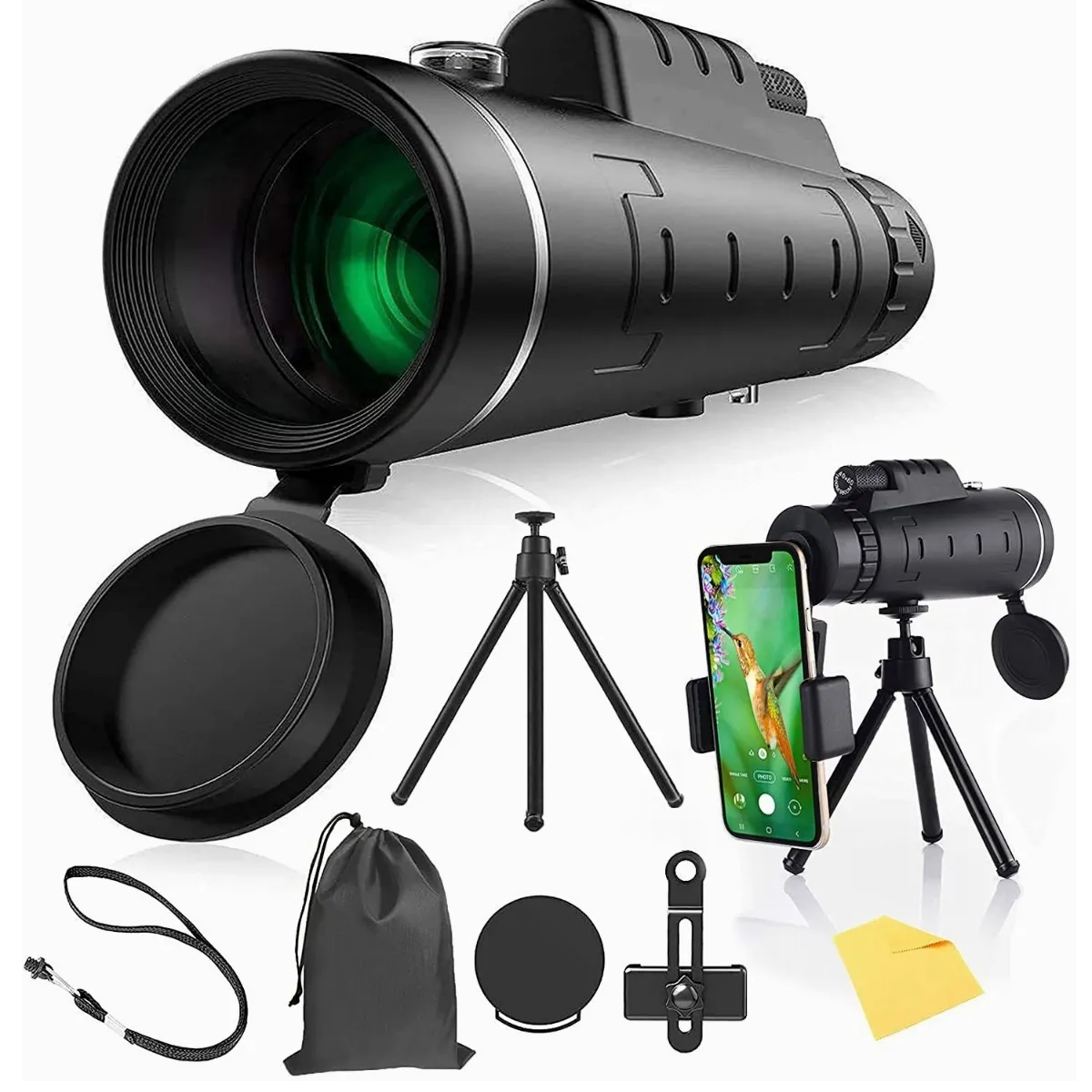 Monocular Telescopio Para Celular 40x60 Hd Con Clip Trípoide