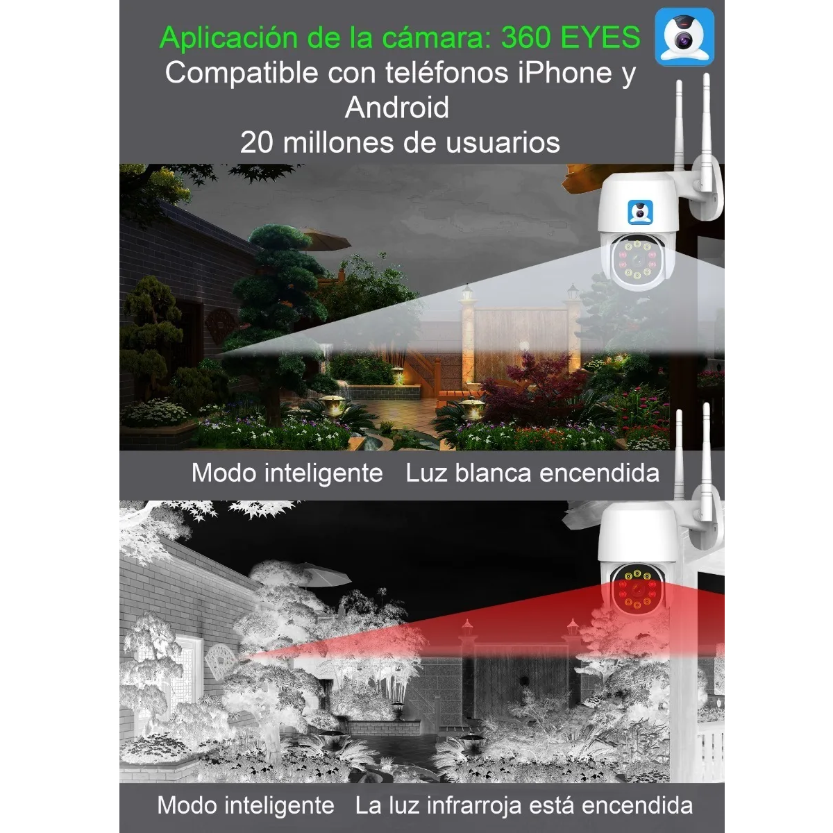 Cámara Wifi Hd Multifunción De 360 Grados Para Exteriores