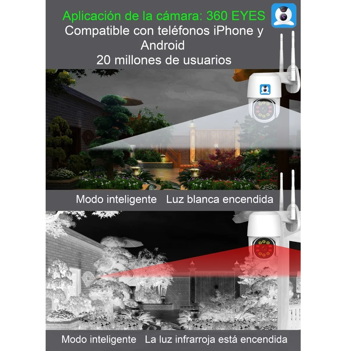 Cámara Wifi Hd Multifunción De 360 Grados Para Exteriores