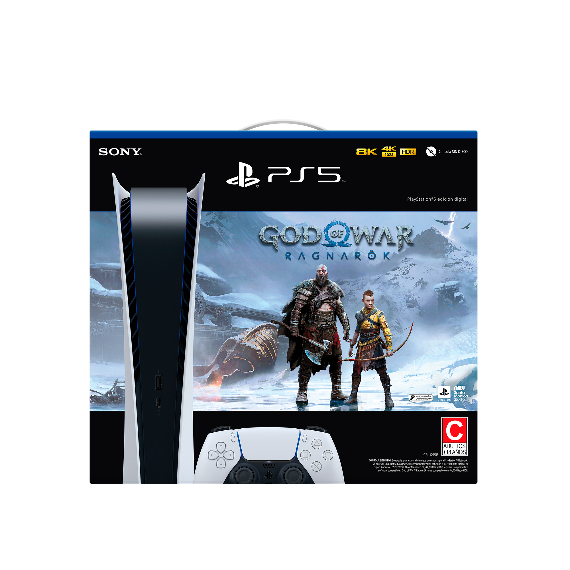 Bundle Consola PlayStation 5 Digital Edition God of War Ragnarok (Reacondicionado A, Empaque Dañado).