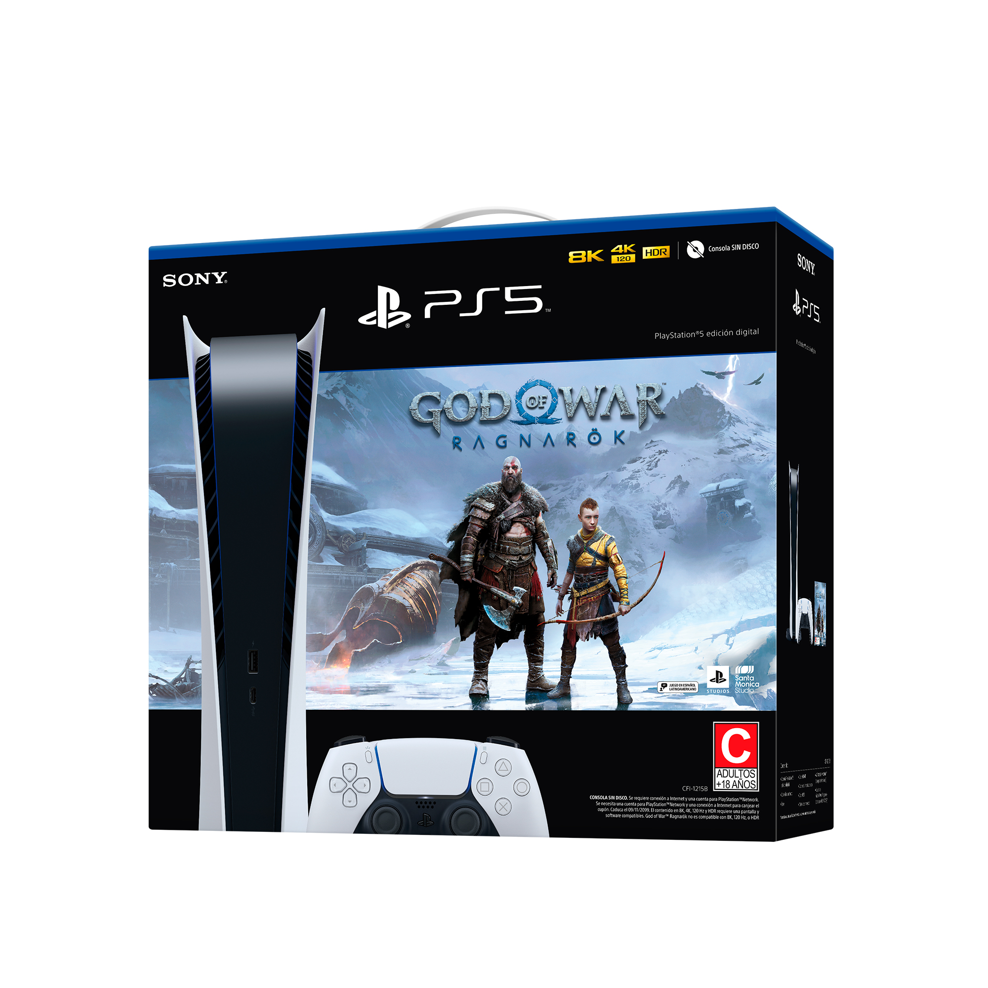 Bundle Consola PlayStation 5 Digital Edition God of War Ragnarok (Reacondicionado A, Empaque Dañado).