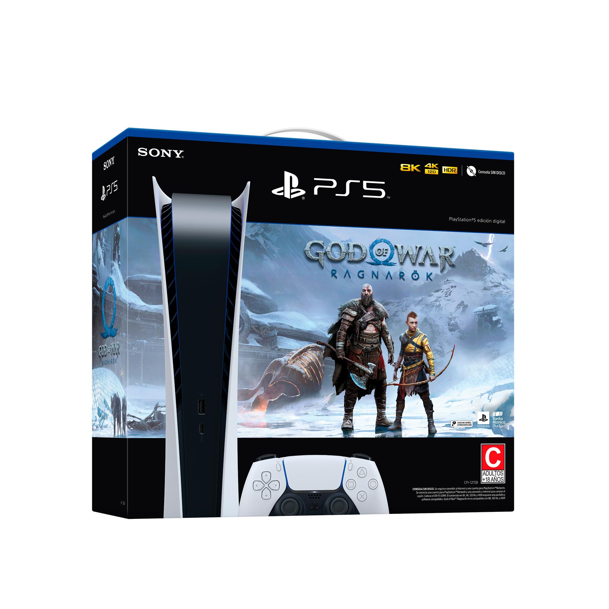 Bundle Consola PlayStation 5 Digital Edition God of War Ragnarok (Reacondicionado A, Empaque Dañado).