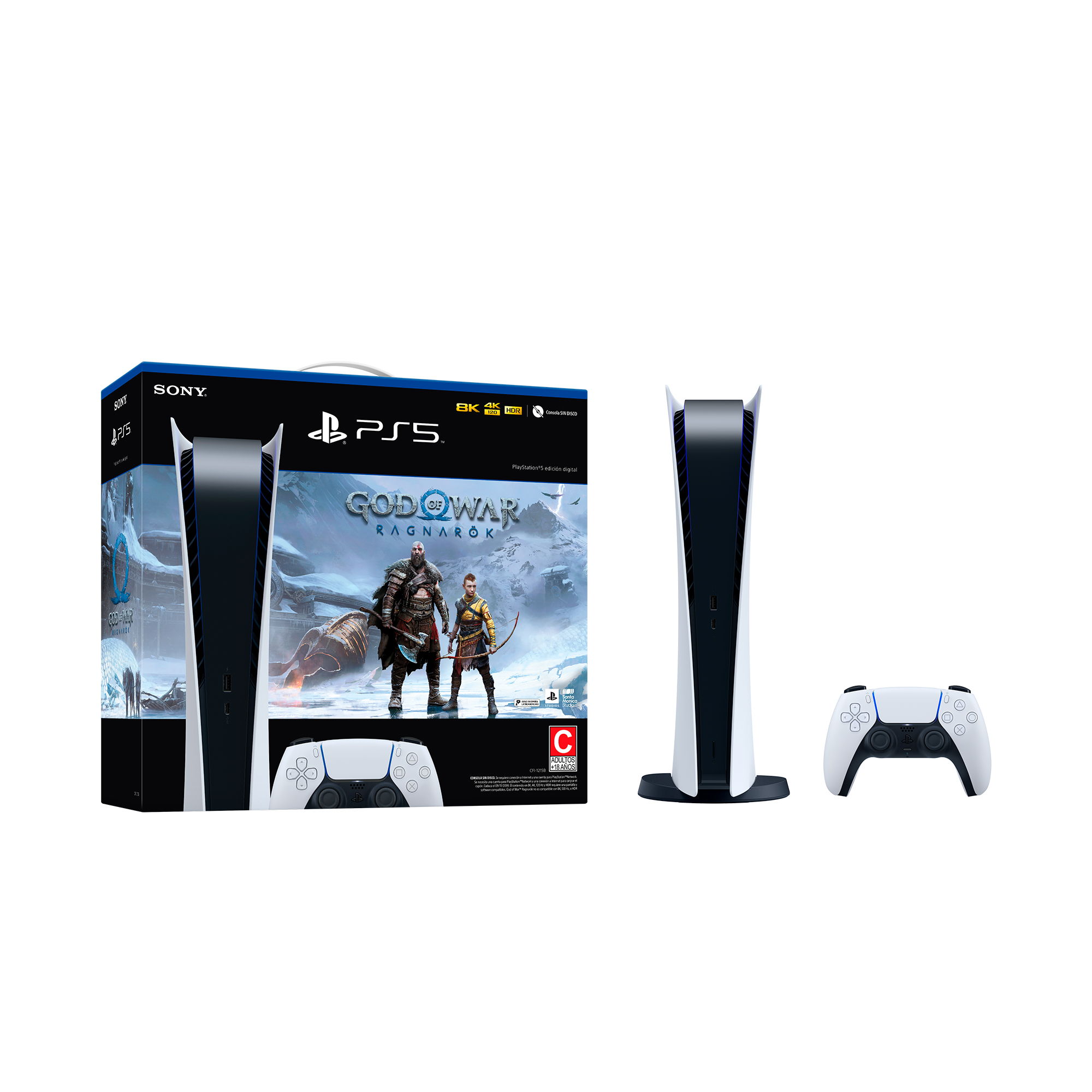 Bundle Consola PlayStation 5 Digital Edition God of War Ragnarok (Reacondicionado A, Empaque Dañado).