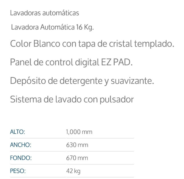 Lavadora Automática Winia De 16kg Blanca Practica Dwf-dg321a