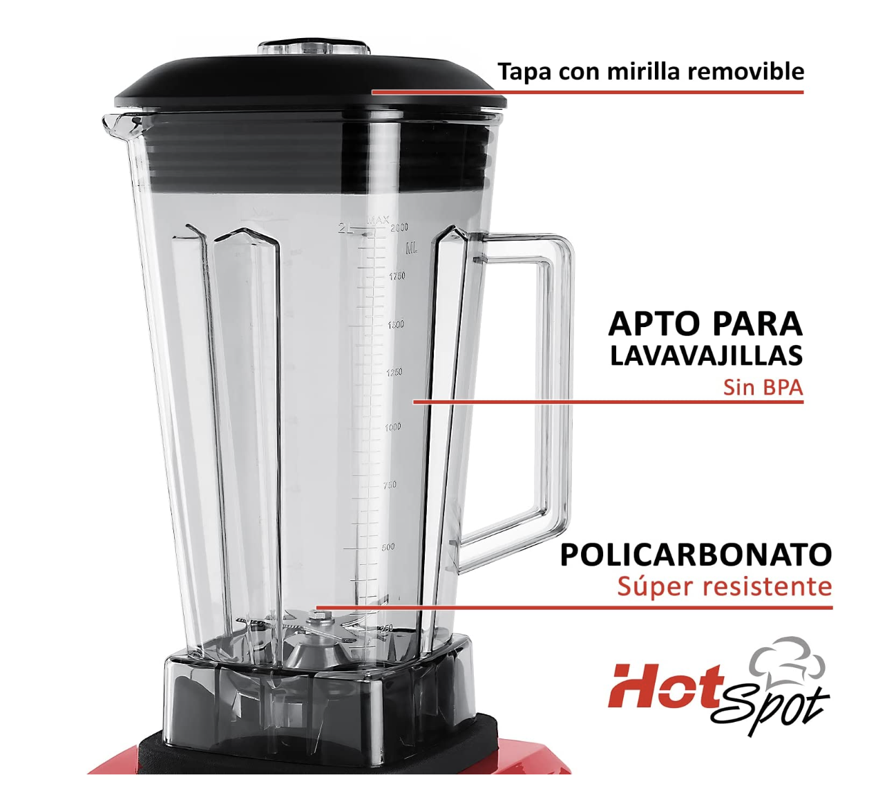Licuadora Hot Spot 554 2 L Roja con vaso de policarbonato 1500W