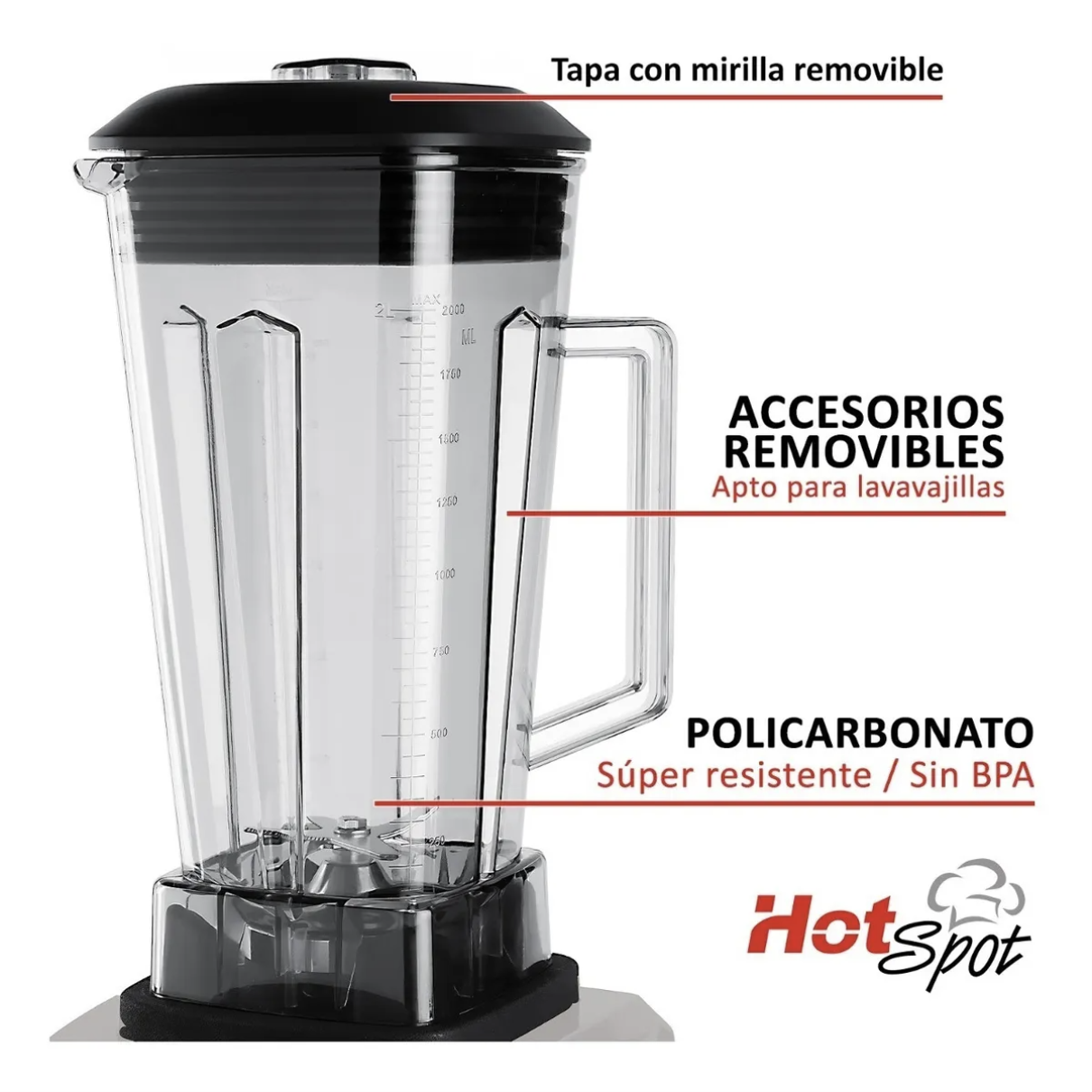 Licuadora Hot Spot 554 2 L plata con vaso de policarbonato 1500 W