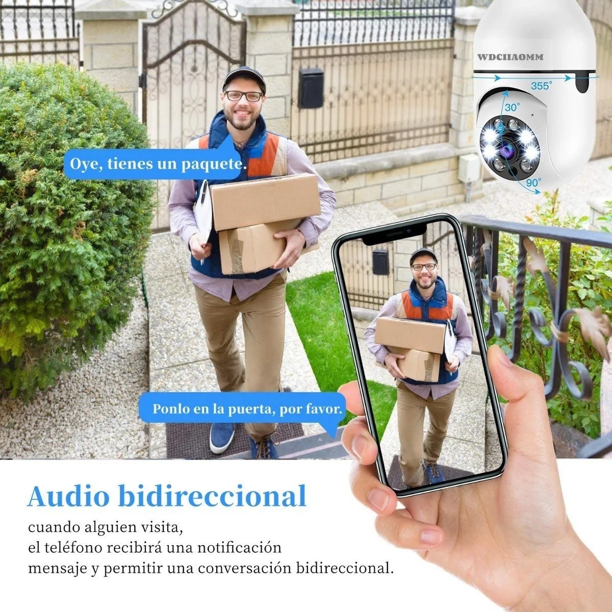 Cámara De Seguridad Socket 3mp Wifi Exterior/interior 360º