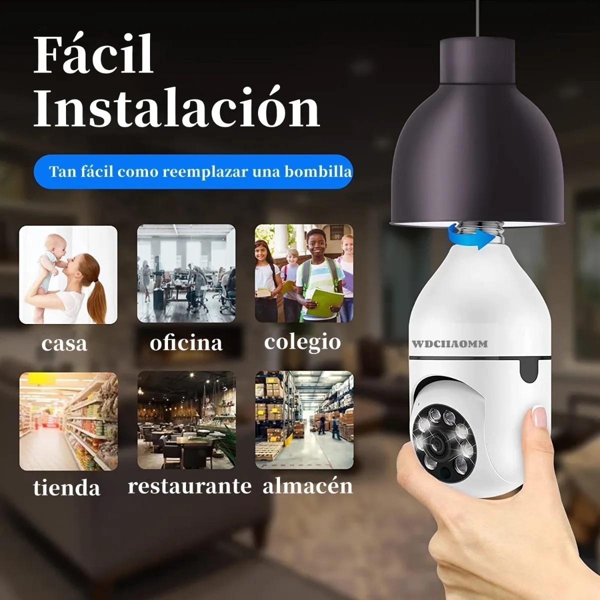 Cámara De Seguridad Socket 3mp Wifi Exterior/interior 360º