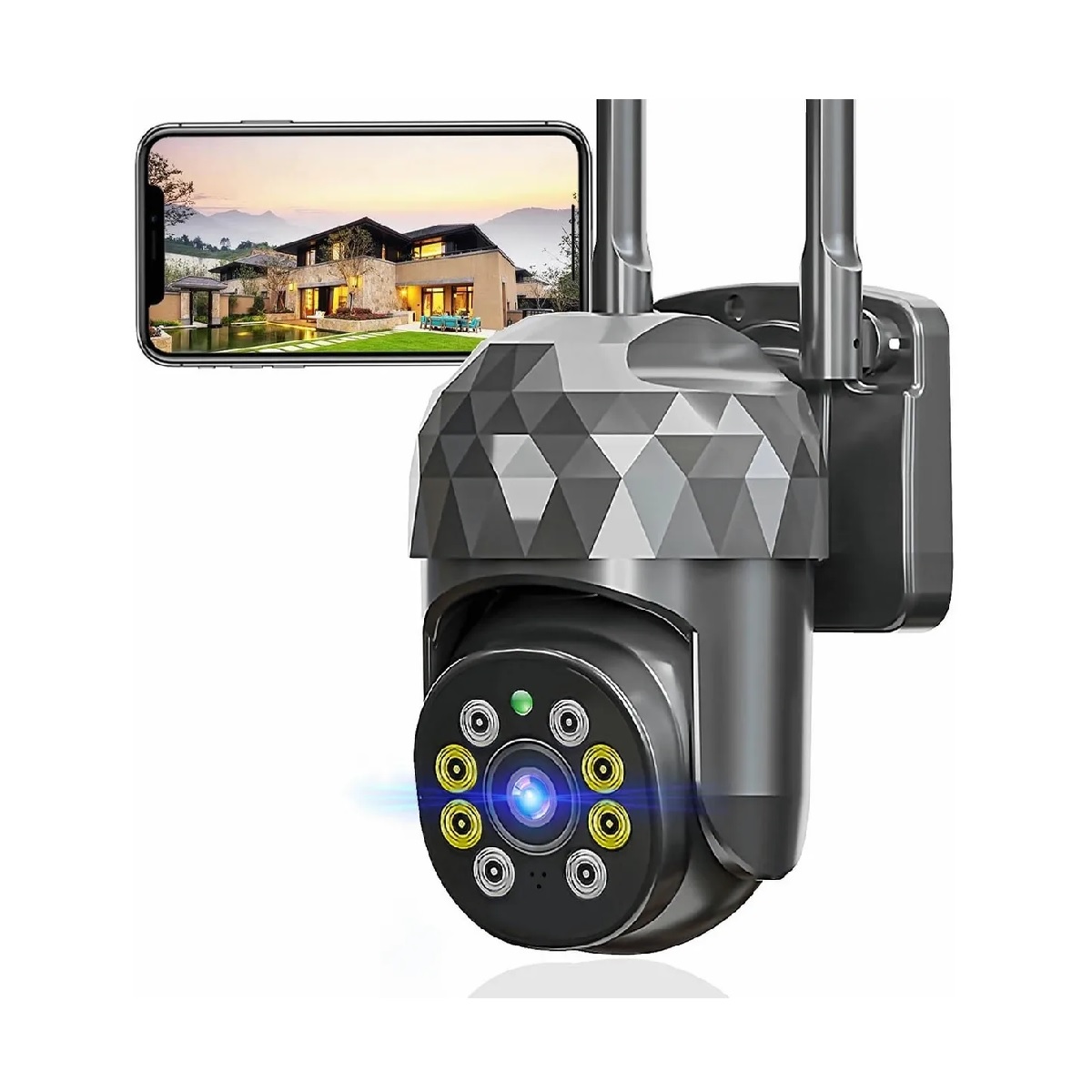 Cámara Seguridad Wifi 2mp Hd Videovigilancia Remota/alarma Negro