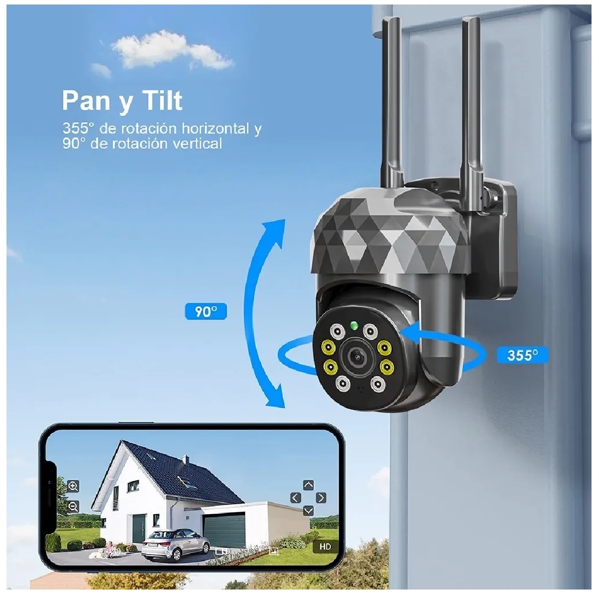 Cámara Seguridad Wifi 2mp Hd Videovigilancia Remota/alarma Negro