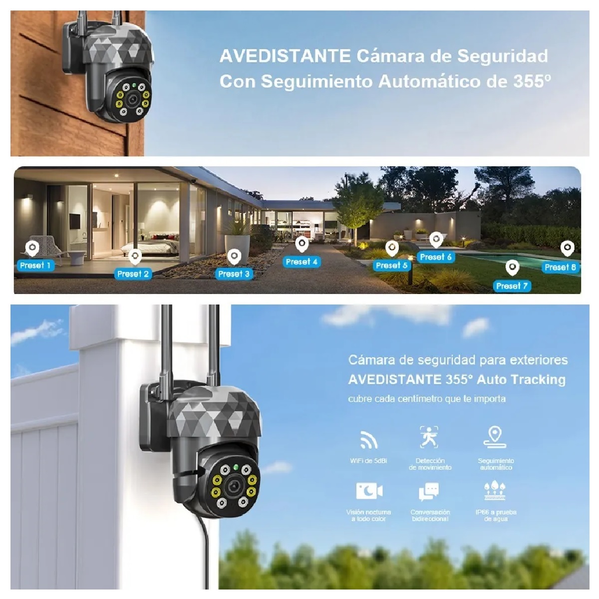 Cámara Seguridad Wifi 2mp Hd Videovigilancia Remota/alarma Negro