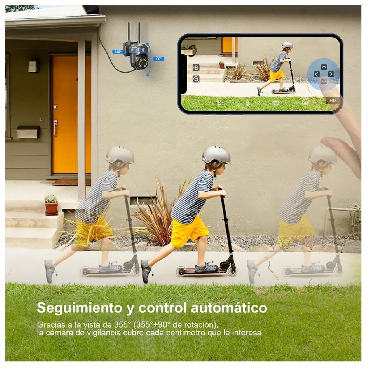 Cámara Seguridad Wifi 2mp Hd Videovigilancia Remota/alarma Negro