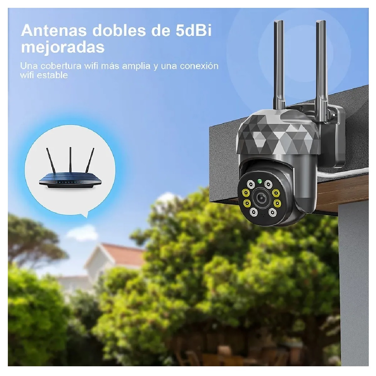 Cámara Seguridad Wifi 2mp Hd Videovigilancia Remota/alarma Negro