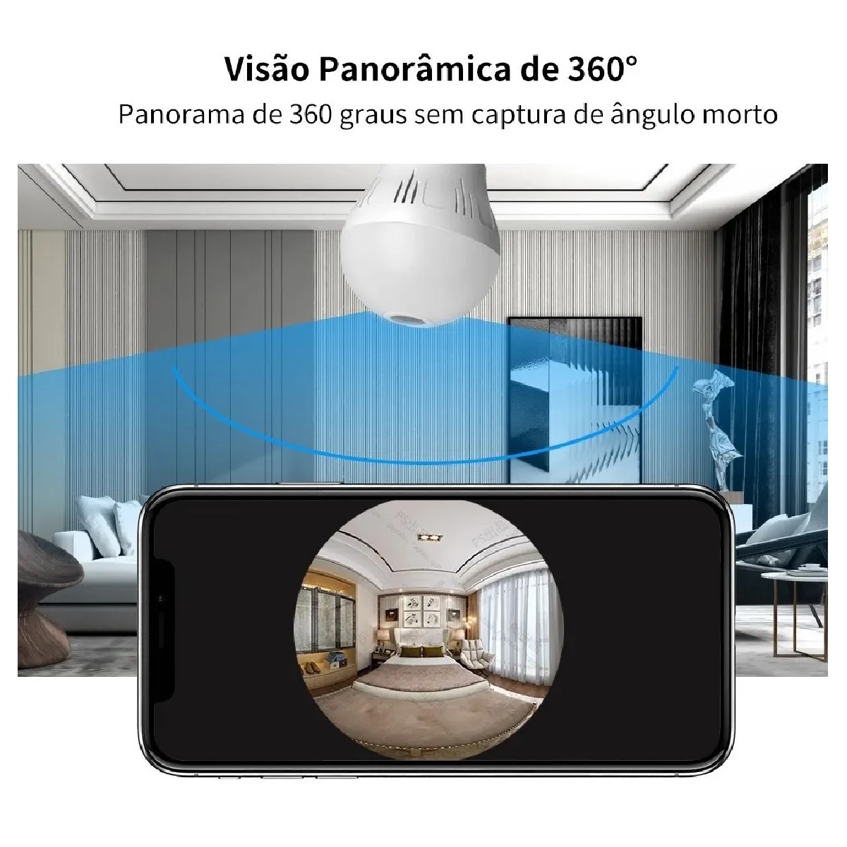 Cámara De Seguridad Panorámica 360º 1080p Foco Camara Wifi