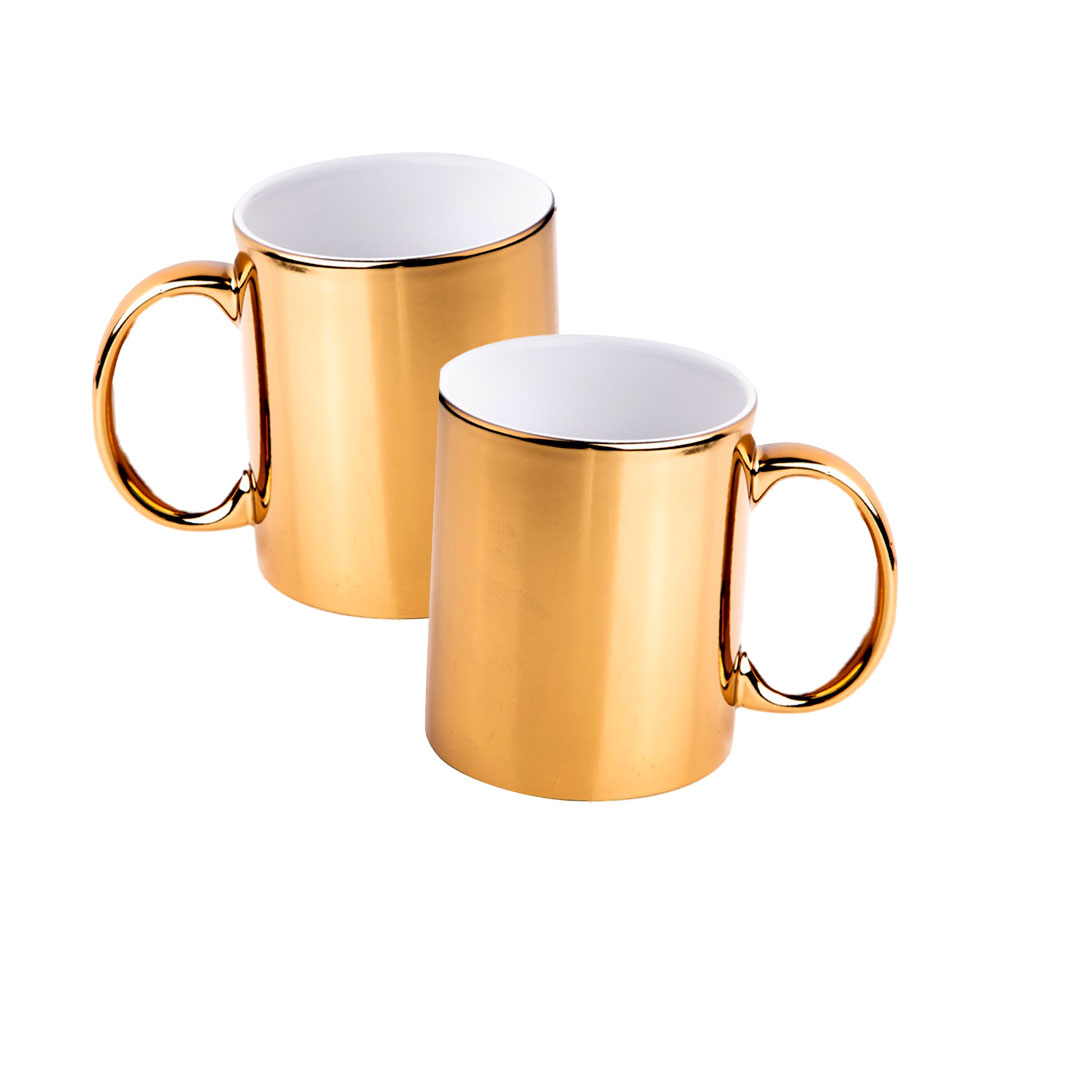 Caja de 36 piezas Taza Rigba Para sublimacion 11oz Dorada Espejo