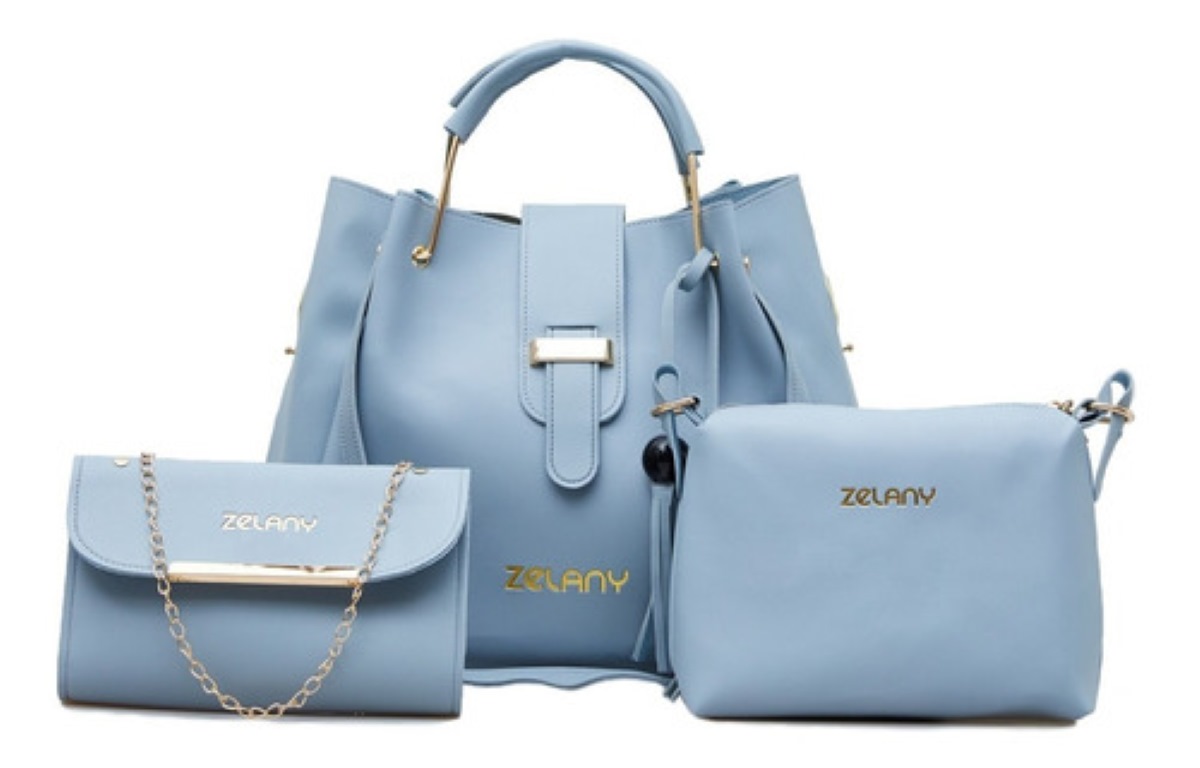 Set 3 Bolsas Bandolera Para Dama Azul Cielo