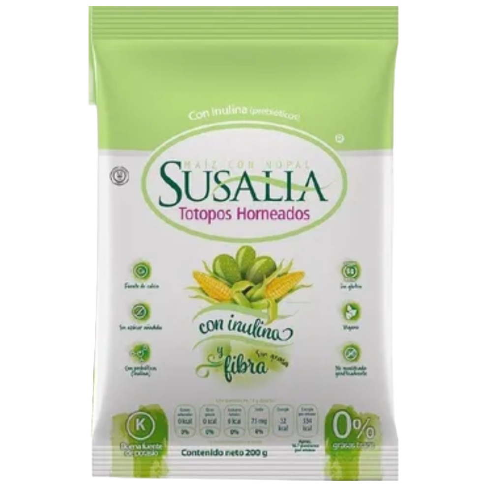 Totopos Susalia de Maíz y Nopal 3 piezas de 200 g 