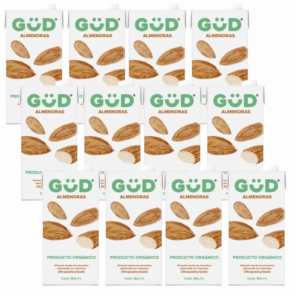 Caja de Leche de Almendra con Azúcar GÜD 12 piezas de 1L