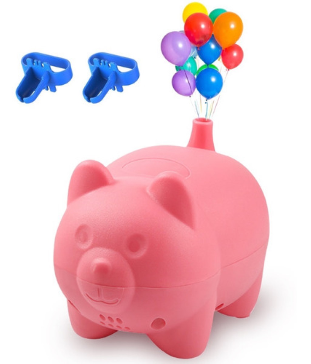 Bomba Eléctrica Para Inflar Globo Fiestas Cerdito Rosa