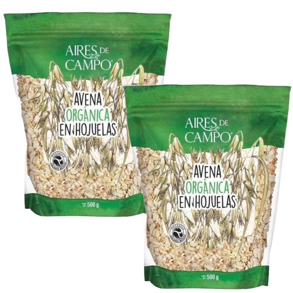 Paquete Hojuelas de Avena Aires de Campo Orgánica 2 bolsas de 500 g 