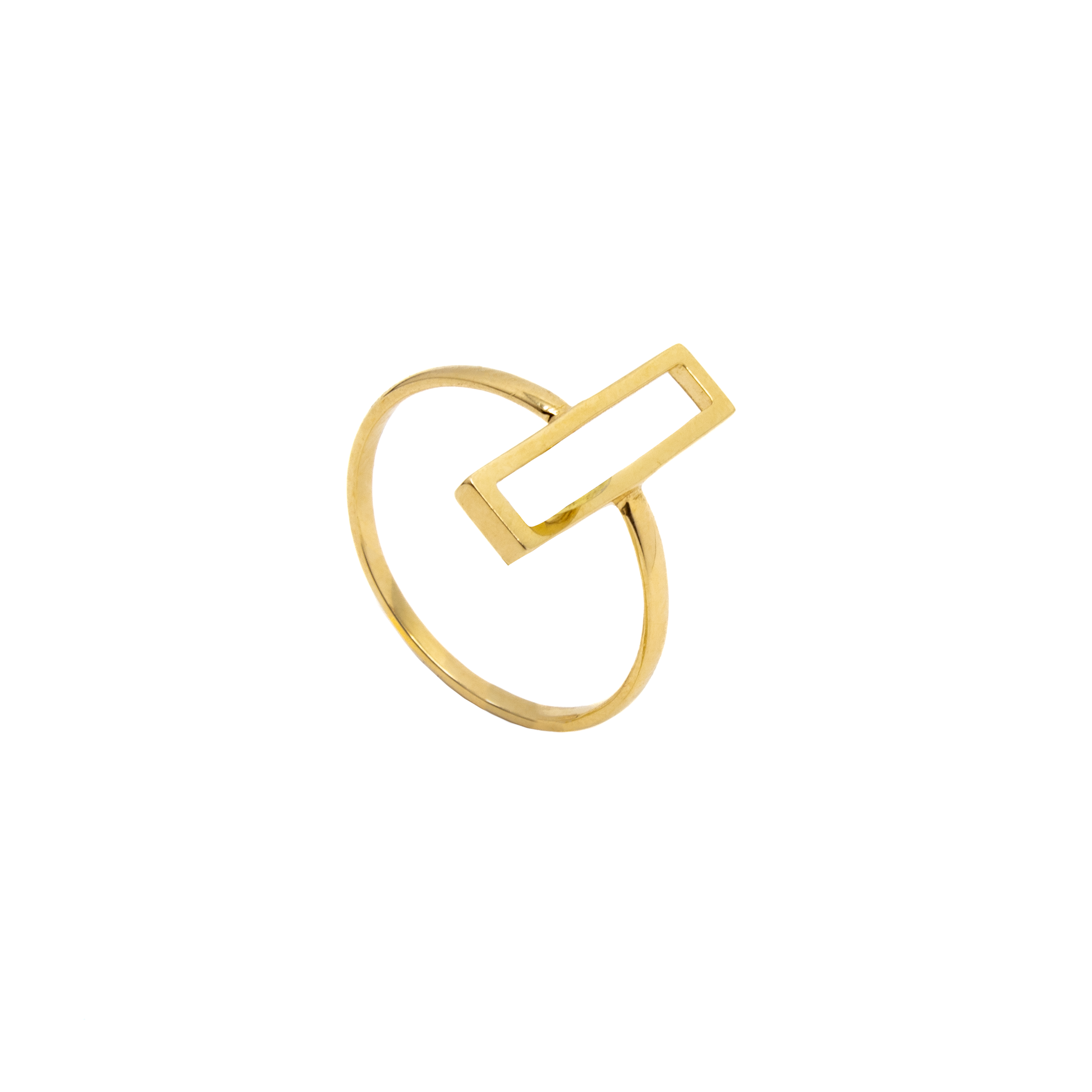 Anillo Rectángulo Oro Italiano 14 Kilates.