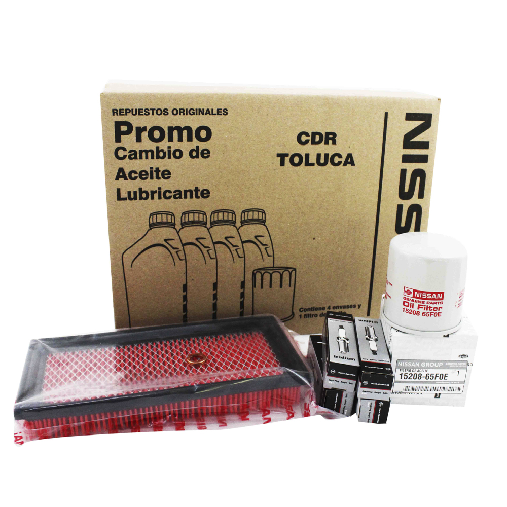 Kit de afinación completo original Nissan Versa March 2012-2020 Aceite 10w30 + Carbuclean