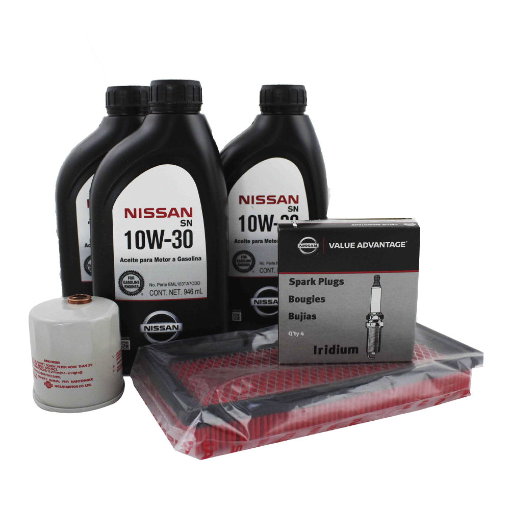 Kit de afinación completo original Nissan Versa March 2012-2020 Aceite 10w30 + Carbuclean