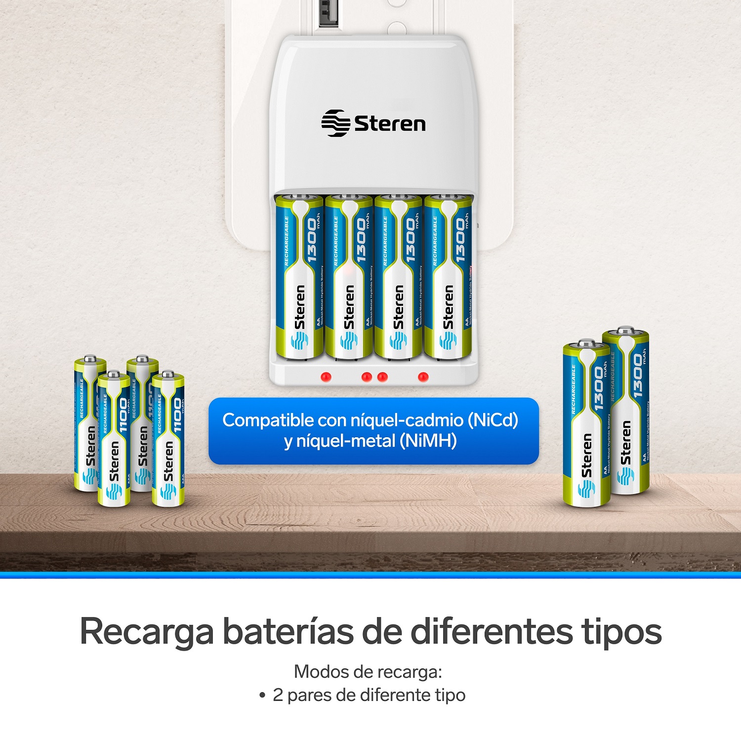 Cargador Rápido De Pilas Aa Y Aaa . Incluye 4 Pi | Crg-100 